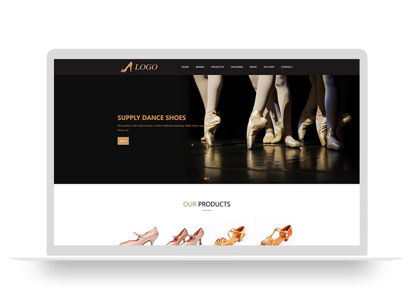 (自适应手机端)英文外贸芭蕾舞鞋网站pbootcms模板 拉丁舞鞋鞋类网站源码下载